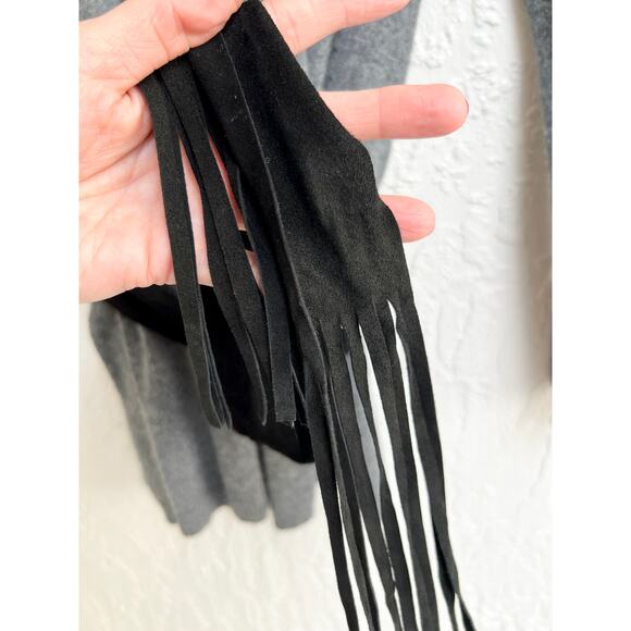 Theory Long Sleeve 100% Cashmere Open Front Cardigan Sweater Gray Women's P/TP - Picture 3 of 5